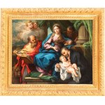 Sebastiano Conca (Gaeta 1680 - Napoli 1764), Holy family with Saint Antonio from Padua and Saint Marc the Evangelist