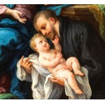 Sebastiano Conca (Gaeta 1680 - Napoli 1764), Holy family with Saint Antonio from Padua and Saint Marc the Evangelist