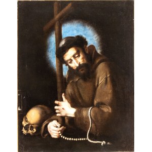 Bernardo Strozzi (Genova 1581 - Venezia 1644), Saint Francis embracing the cross with skull and rosary