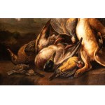 Artista lombardo, XVIII secolo, Game in a landscape
