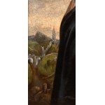 Artista spagnolo, XVII secolo, Madonna in prayer with a view of a fortified city in the background
