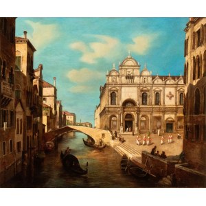 Artista attivo a Venezia, XIX secolo, View of Campo San Giovanni e Paolo, with the façade of the Scuola Grande di San Marco