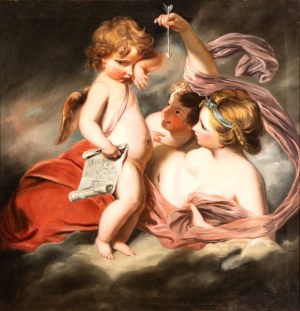 Joshua Reynolds (seguace di) (Plympton 1723 - Londra 1792), The education of Cupid