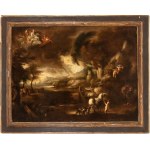 Livio Mehus (attribuito a) (Oudenaarde 1627 - Firenze 1691), Mythological scene in an evening landscape