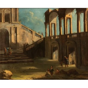 Gennaro Greco detto il Mascacotta (attribuito a) (Napoli 1665 - 1714), Architectural capriccio with figures