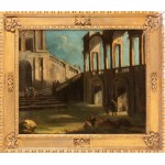Gennaro Greco detto il Mascacotta (attribuito a) (Napoli 1665 - 1714), Architectural capriccio with figures