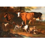 Nicolaes Berchem (maniera di) (Haarlem 1620 - Amsterdam 1683), Shepherd with herds