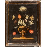 Giacomo Recco (ambito di) (Napoli 1603 - 1653), Two still lifes with flowers in a vase. Pair of paintings