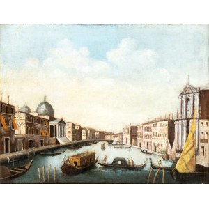 Artista attivo a Venezia, XVIII secolo, View of the Grand Canal with San Simeone Piccolo and the church of the Scalzi