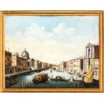 Artista attivo a Venezia, XVIII secolo, View of the Grand Canal with San Simeone Piccolo and the church of the Scalzi