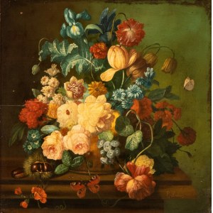Artista fiammingo, XVIII secolo, Still life with flowers in a vase