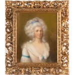 Artista francese, fine XVIII - inizio XIX secolo, Portrait of a lady with blue ribbons