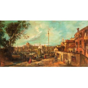 Artista attivo in Italia, XIX secolo, Fantasy view of Venice with the Column of Saint Theodore
