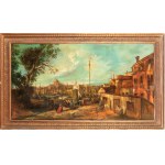 Artista attivo in Italia, XIX secolo, Fantasy view of Venice with the Column of Saint Theodore