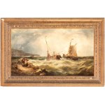 James Burrell Smith (Londra 1822 - 1897), Stormy seascape with boats