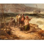 James Burrell Smith (Londra 1822 - 1897), Stormy seascape with boats