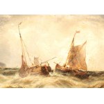 James Burrell Smith (Londra 1822 - 1897), Stormy seascape with boats