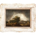 Artista olandese, XIX secolo, Landscape with water and figures