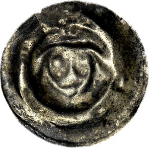 RR-, Button-shaped bracteate, second half of the 13th century, province unknown, Head wearing a bonnet?