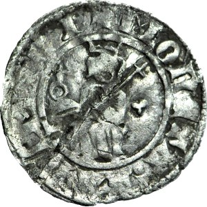 RR-, Casimir III the Great 1333–1370, Large Kwartnik (Half-Groschen), Kraków, small figure of the ruler, RARE