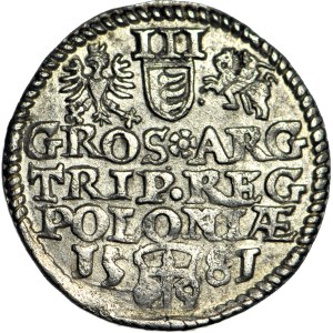 Stefan Batory, Trojak 1581, Olkusz, selten und wunderschön