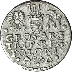 R-, Sigismund III Vasa, Trojak 1594, Malbork, open ring