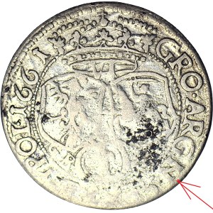 RR-, Jan Kazimierz, Szóstak, 1661 GBA, Lviv, ARGN error, pointed shields