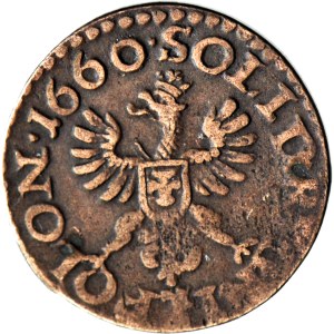 RR-, Jan Kazimierz, Szeląg 1660, Ujazdów, inverted N in IOAN, R3