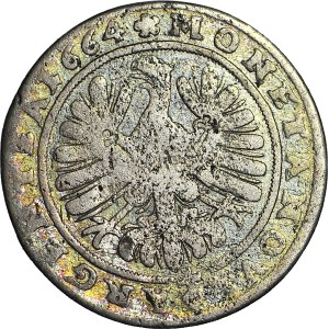 R, Silesia, George III of Brzeg, 15 kreuzers, 1664, BRZEG, Last year of minting