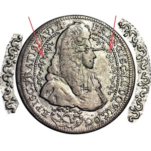 RR-, Silesia, Franciszek Ludwik, 15 kreuzers, 1693, Nysa, decorative motifs, very rare