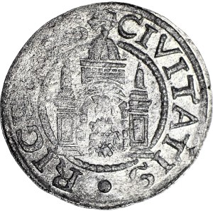 R-, Città Libera di Riga, scellino di Riga del 1570, lucido