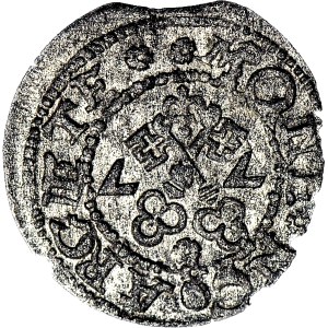 RR-, Free City of Riga, Riga shilling 1577, REVERSED DATE R5