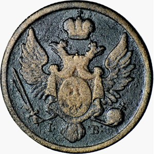 Kingdom of Poland, 3 grosze, 1827 IB, made of domestic copper,