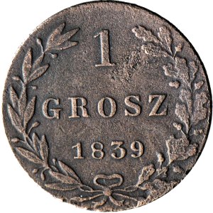 Kingdom of Poland, 1 grosz, 1839 MW