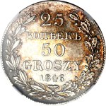 Russian Partition, Nicholas, 50 groszy = 25 kopecks, 1846 MW, beautiful