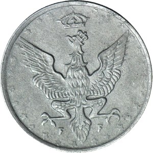 R-, Królestwo Polskie, 20 fenigów 1918 FF, DESTRUKT - double die rewersu