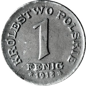 Królestwo Polskie, 1 fenig 1918, ładne