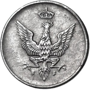 Królestwo Polskie, 1 fenig 1918 FF, stempel 1917- mała data R3