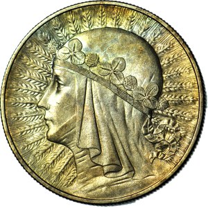 10 zlotych, 1933, Head, Warsaw, mint