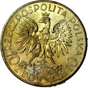 10 zlotych, 1933, Head, Warsaw, mint