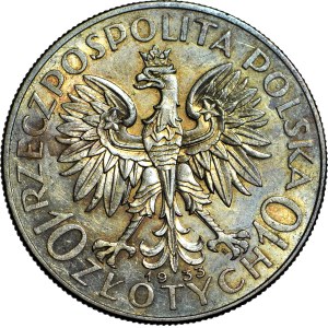 10 zlotych, 1933, Head, near-mint