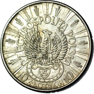 10 zlotych, 1934, Piłsudski, STRZELECKI eagle, very nice