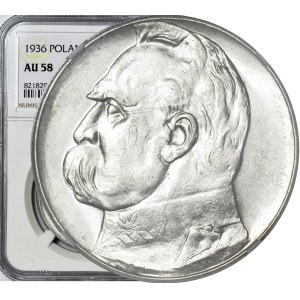 10 zlotych, 1936, Piłsudski, mint condition, fresh stamp