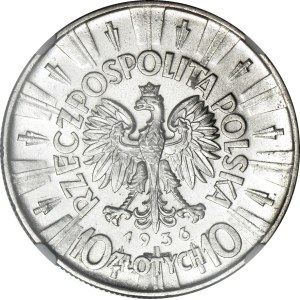10 zlotych, 1936, Piłsudski, mint condition, fresh stamp