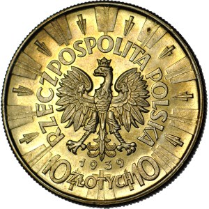 10 zlotych, 1939, Piłsudski, mint proof, superb