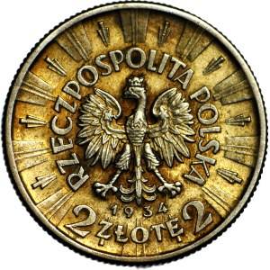 1934 2 zlote, Piłsudski, mint condition, beautiful patina