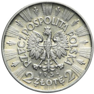 2 zlote, 1934, Piłsudski, pre-mint