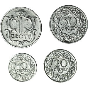 10 gr, 20 gr, 50 gr (1923), 1 zloty (1929)