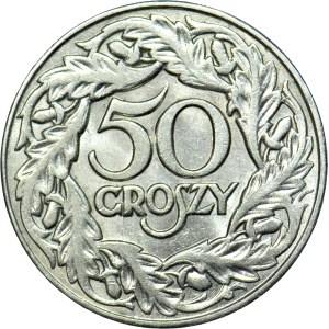 50 groszy, 1923, the S at the top resembles a Z in GROSZY, minted
