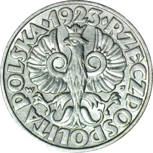 50 groszy, 1923, the S at the top resembles a Z in GROSZY, minted